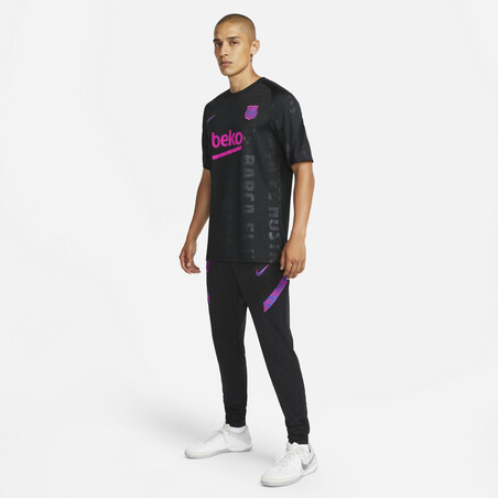 Maillot avant match FC Barcelone noir rose 2021/22