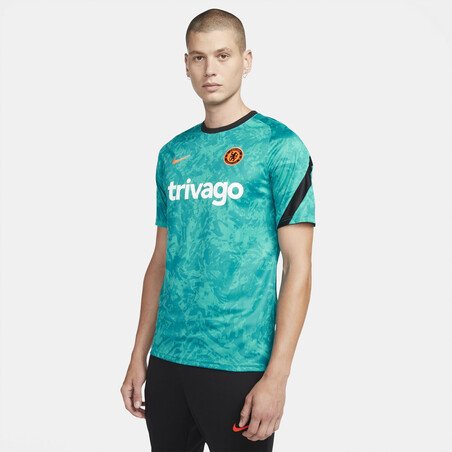 Maillot avant match Chelsea bleu orange 2021/22