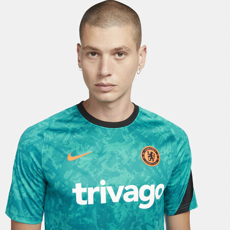 Maillot avant match Chelsea bleu orange 2021/22