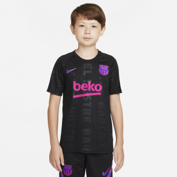 Maillot avant match junior FC Barcelone noir rose 2021/22