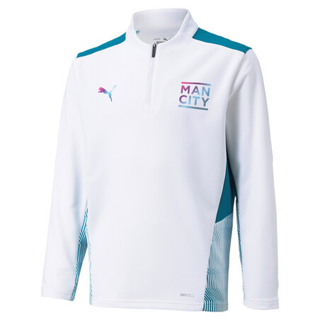 Sweat zippé junior Manchester City blanc bleu 2021/22