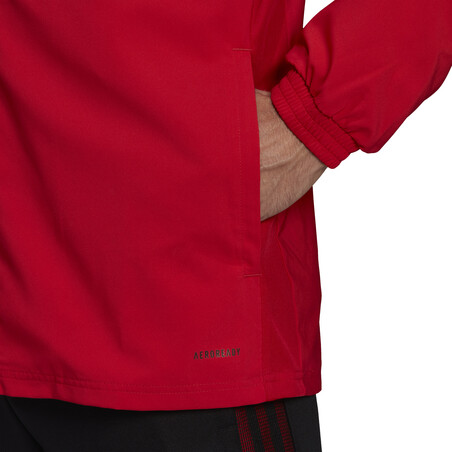 Veste survêtement à capuche Manchester United rouge noir 2021/22