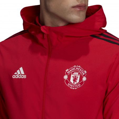 Veste survêtement à capuche Manchester United rouge noir 2021/22