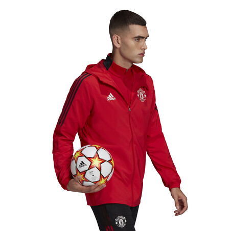 Veste survêtement à capuche Manchester United rouge noir 2021/22