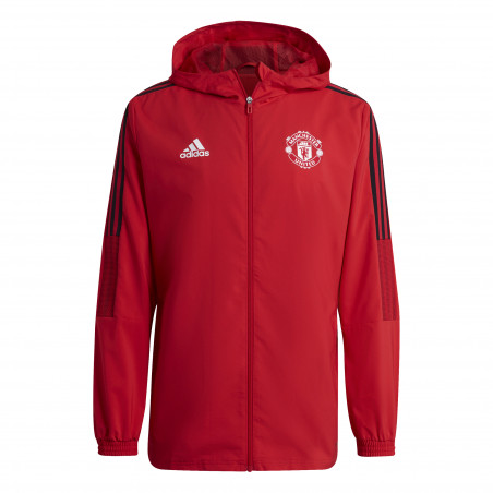 Veste survêtement à capuche Manchester United rouge noir 2021/22