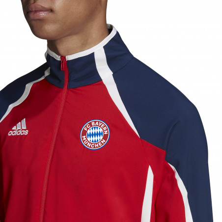 Veste survêtement Bayern Munich Rétro rouge bleu 2021/22