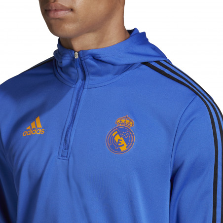 Sweat zippé à capuche Real Madrid bleu orange 2021/22