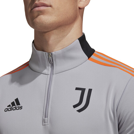 Sweat zippé col montant Juventus gris orange 2021/22