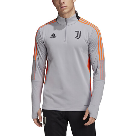 Sweat zippé col montant Juventus gris orange 2021/22