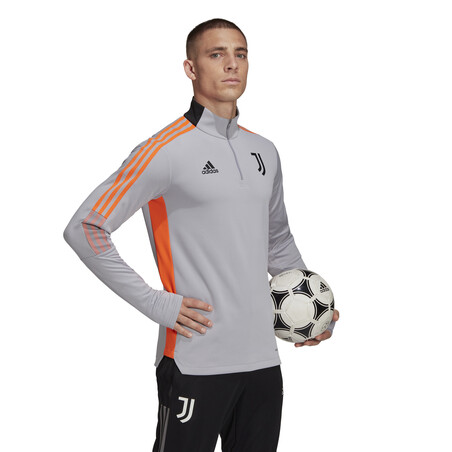 Sweat zippé col montant Juventus gris orange 2021/22