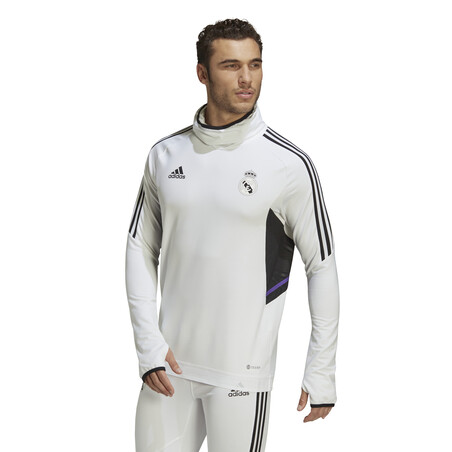 Sweat zippé col montant Real Madrid blanc noir 2022/23