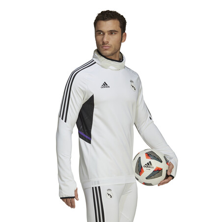 Sweat zippé col montant Real Madrid blanc noir 2022/23