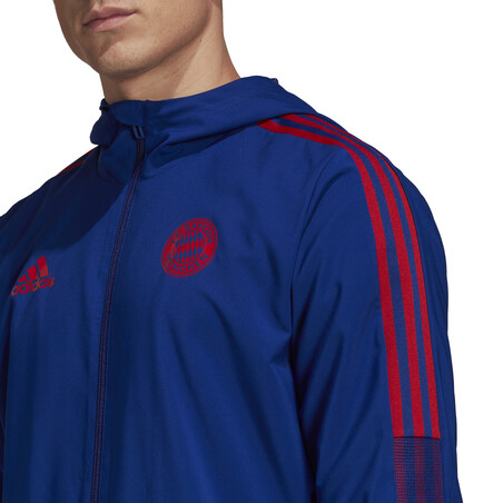 Veste surv tement capuche Bayern Munich bleu rouge 2021 22 sur