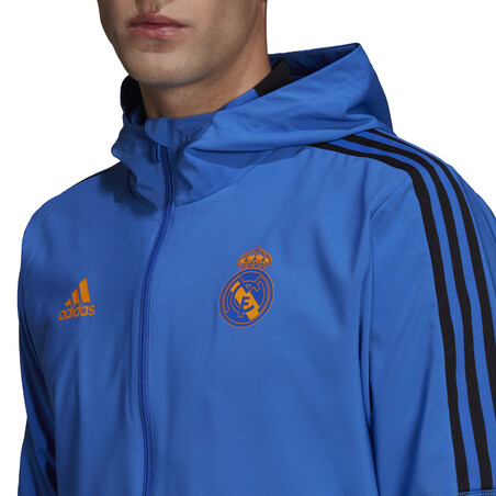 Veste survêtement à capuche Real Madrid bleu orange 2021/22