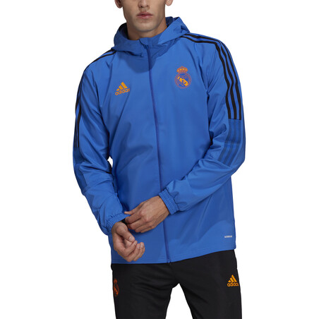 Veste survêtement à capuche Real Madrid bleu orange 2021/22
