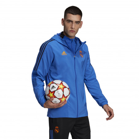 Veste survêtement à capuche Real Madrid bleu orange 2021/22