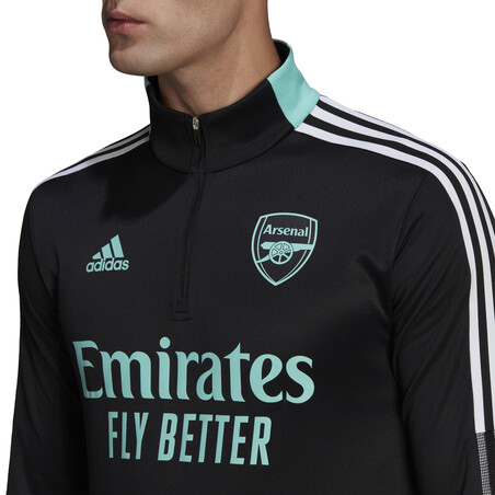 Sweat zippé col montant Arsenal noir vert 2021/22
