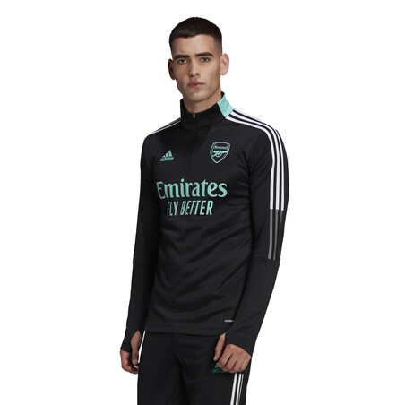 Sweat zippé col montant Arsenal noir vert 2021/22