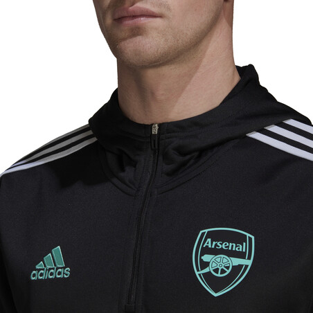 Sweat zippé à capuche Arsenal noir vert 2021/22