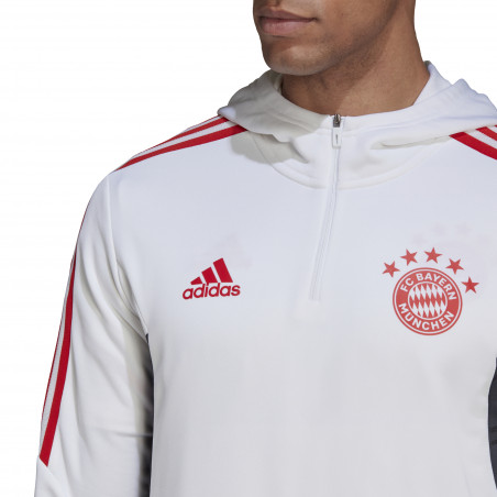 Sweat zippé à capuche Bayern Munich blanc rouge 2022/23