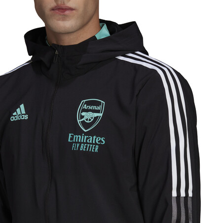 Veste survêtement à capuche Arsenal noir vert 2021/22