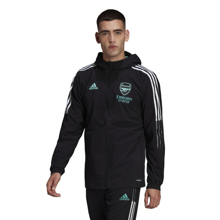 Veste survêtement à capuche Arsenal noir vert 2021/22