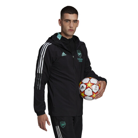 Veste survêtement à capuche Arsenal noir vert 2021/22