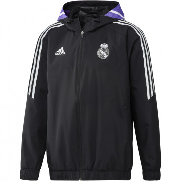 Veste imperméable Real Madrid noir blanc 2022/23
