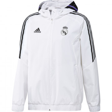 Veste imperméable Real Madrid blanc noir 2022/23
