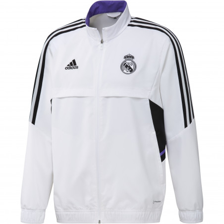 Veste survêtement Real Madrid woven blanc noir 2022/23
