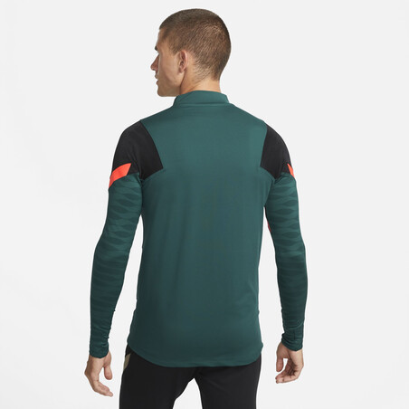 Sweat zippé Liverpool Strike vert noir 2021/22