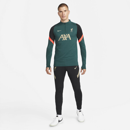 Sweat zippé Liverpool Strike vert noir 2021/22