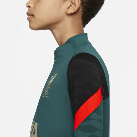 Sweat zippé junior Liverpool Strike vert noir 2021/22