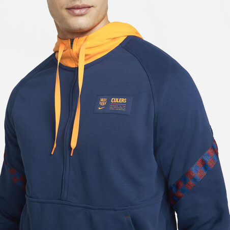 Sweat à capuche FC Barcelone Fleece bleu orange 2021/22