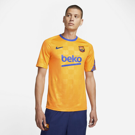 Maillot avant match FC Barcelone orange 2021/22