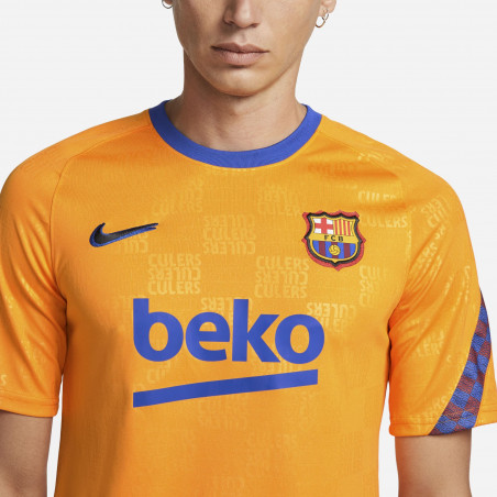 Maillot avant match FC Barcelone orange 2021/22