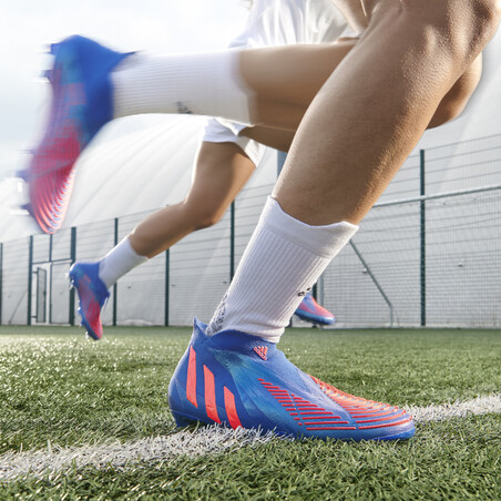 adidas Predator Edge+ montante FG bleu rouge