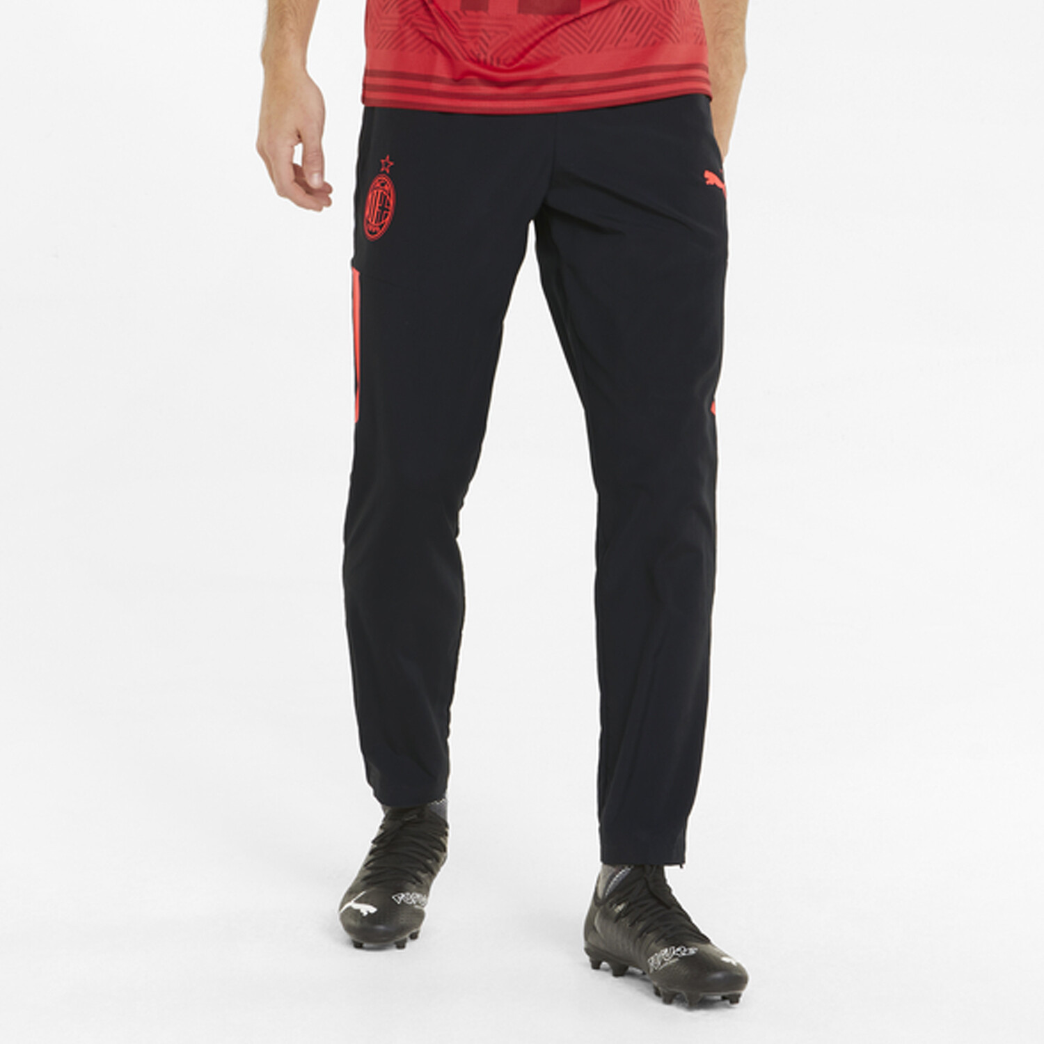 Pantalon avant match Milan AC noir rouge 2021 22