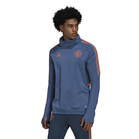 Sweat zippé col montant Manchester United bleu orange 2022/23