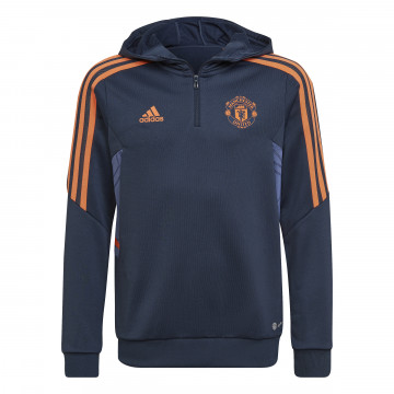 Sweat zippé à capuche junior Manchester United bleu orange 2022/23