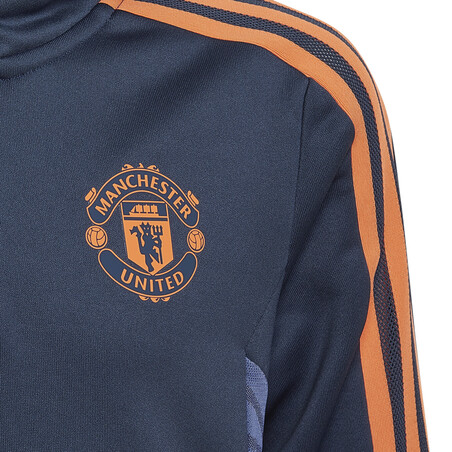 Sweat zippé à capuche junior Manchester United bleu orange 2022/23