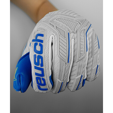 Gants gardien Reusch Attrakt Freegel Gold Finger Support gris bleu