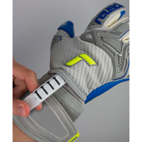 Gants gardien Reusch Attrakt Freegel Gold Finger Support gris bleu