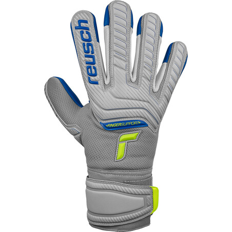Gants gardien Reusch Attrakt Grip Evolution Finger Support gris bleu