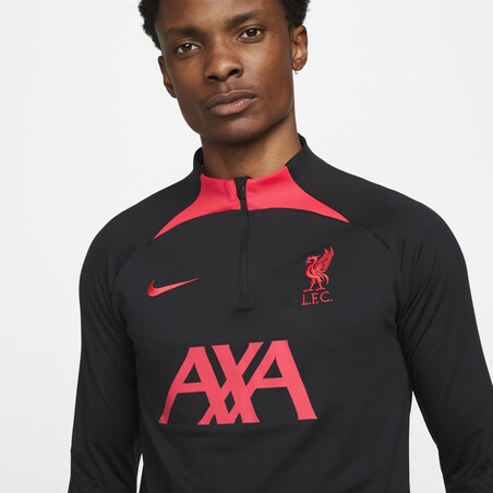 Sweat zippé Liverpool Strike noir rouge 2022/23