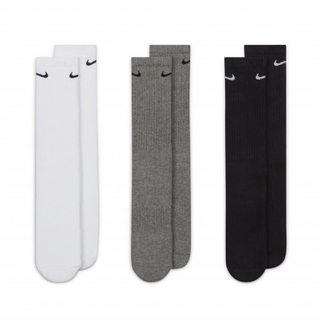 Pack 3 paires chaussettes Nike Everyday mi-haute noir/gris/blanc