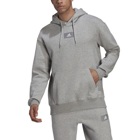 Sweat à capuche adidas molleton gris